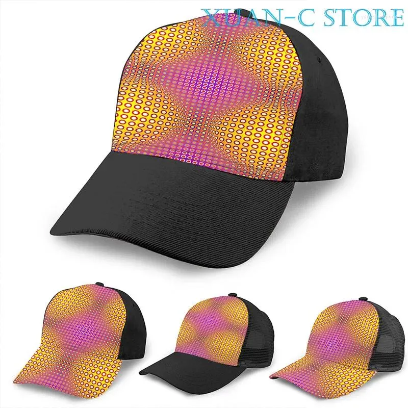 Ball Caps Vasarely Stijl Basketbal Cap Heren Dames Mode All-over Print Zwart Unisex Volwassen Hoed