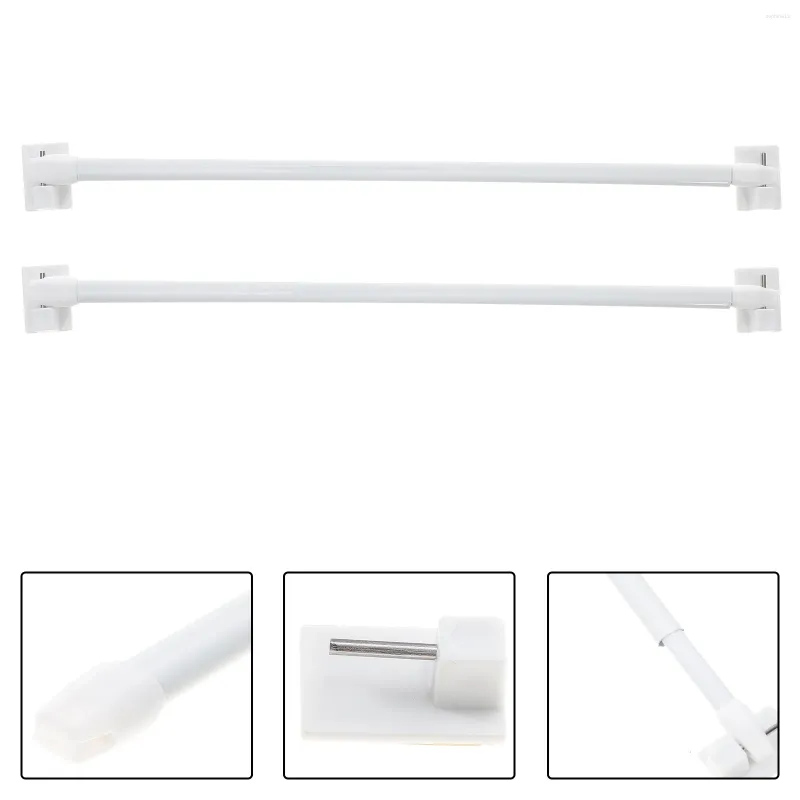 Rideaux de douche 2 pcs de fenêtre de fenêtre tige rideau de rideau réglable en plastique magnétique blanc el