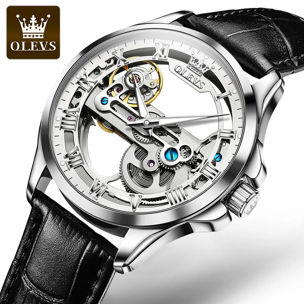 OLEVS 6661 custom logo fashion Classics waterproof luxury designer watches mens wrist bands luxury tourbillon automatic mechanical wrist watches