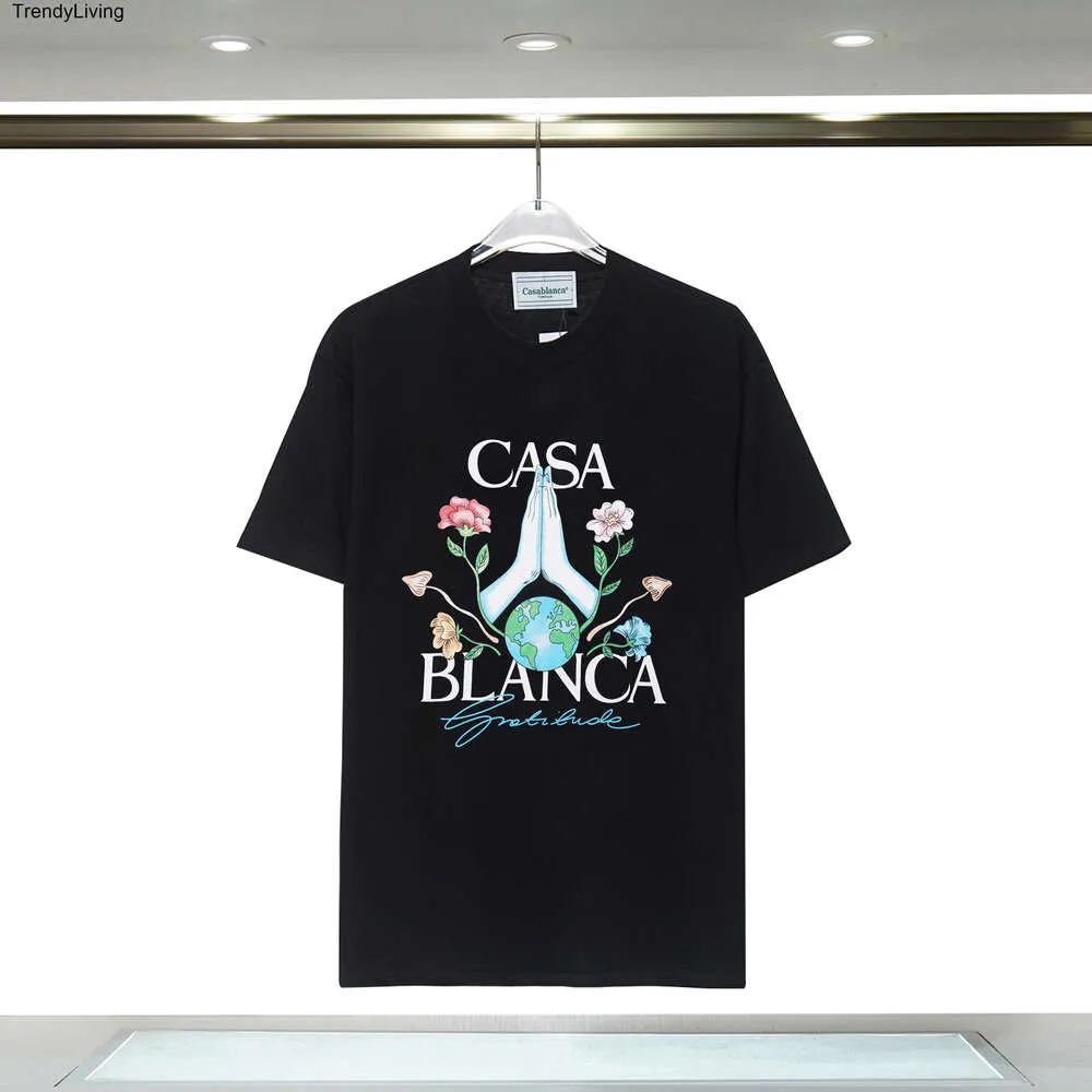 Nouveau casablanc chemise designer t-shirt Hommes Casa Blanca Chemises De Luxe Hommes T-shirts Designer Femmes Surdimensionné Casablanc Femme Ronde Coton À Manches Courtes t-shirt