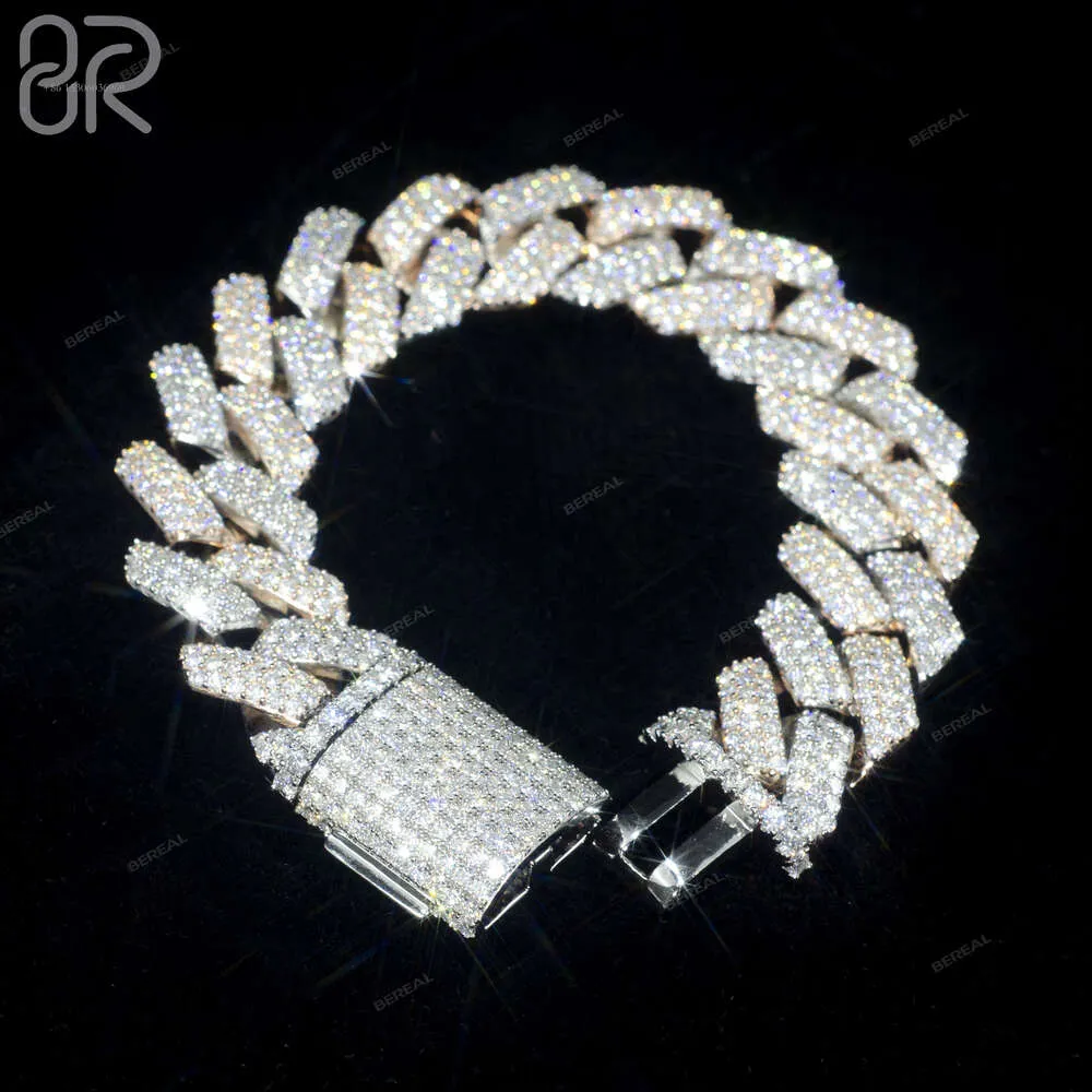 VVS de ouro personalizado Moissanite Chain Chain Style Style Round Round Brilliant Cut Diamond Sier Sier Fine Bracelet