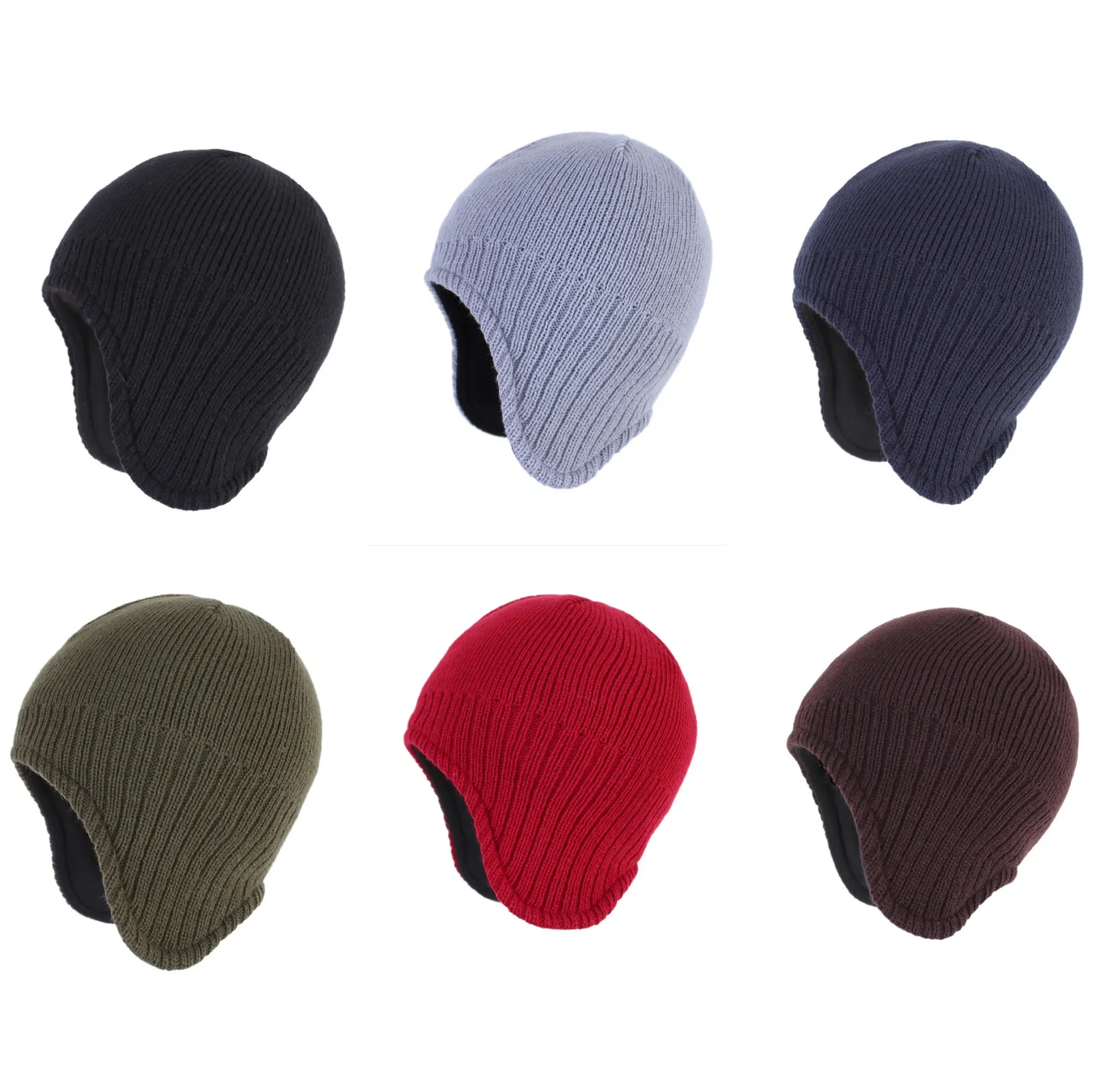 Connectyle Men Warm Winter Hats Cable Knit Fleece Lined Earflap Hat Daily Beanie Watch Cap 240309
