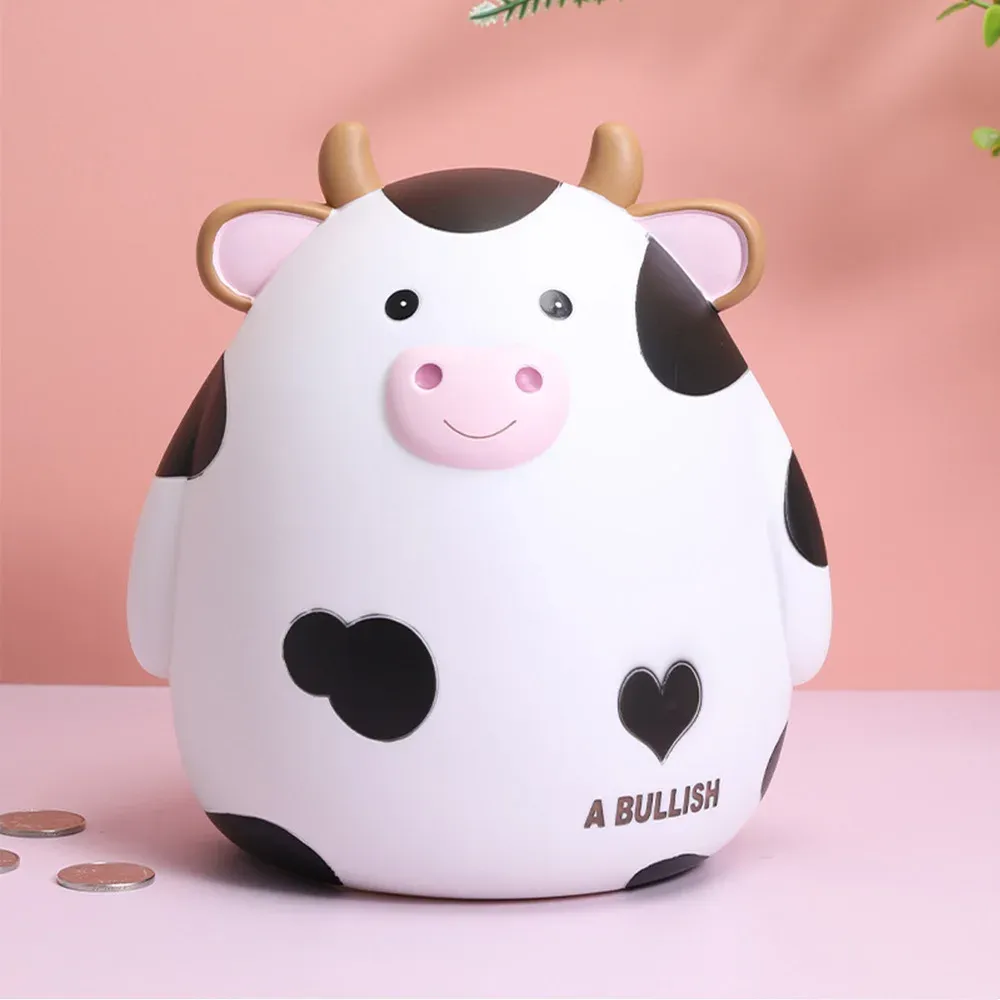 Boxes Cartoon carine mucche a forma di mazzanca scatola di denaro grande salvataggio di risparmio box per monete per note alcancia regalo di compleanno regalo di Natale