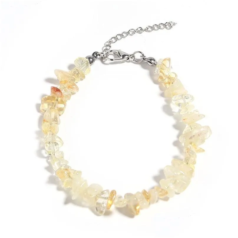 Perlé Irregar Naturel Gem Pierre Bracelet Puce Perles Filets Fluorite Améthyste Rose Cristal Quartz Bracelets Bracelets Pour Femmes Drop Deliv Dhojy