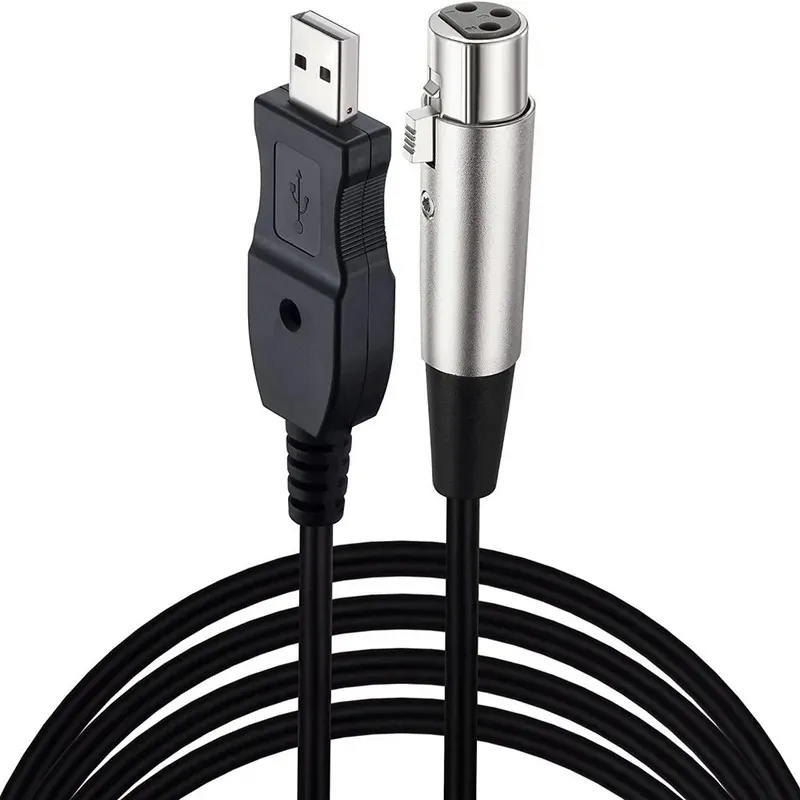 USB to XLR Microphone Cable with Built-in Sound Card and 3 Meters Copper Wire for High-Quality Recording