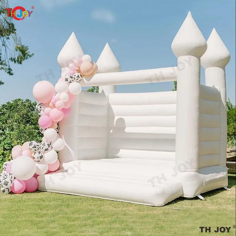 Outdoor -Aktivitäten 3.5x3m weiß rosa aufblasbare Hochzeits Türsteher House Party Bouncy Castle mit Pool für Kinder kommerzielle Jumper House