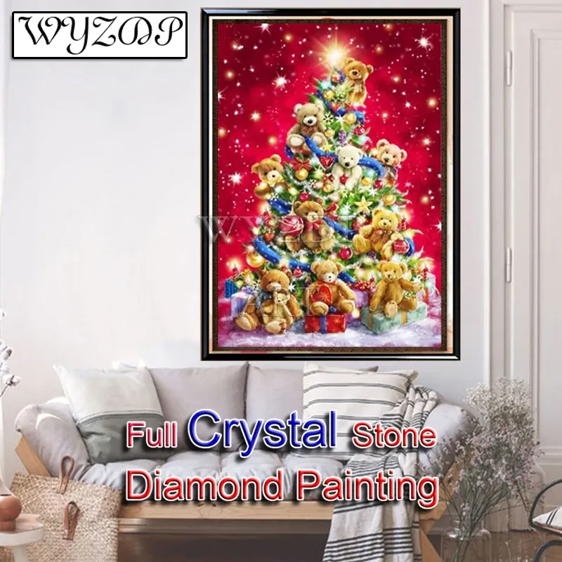 Costure quadrado quadrado de cristal de cristal pintura de natal árvore 5d bordado de bordado cruzado kit de ponto de diamante Arte de diamante decoração de casa 230762