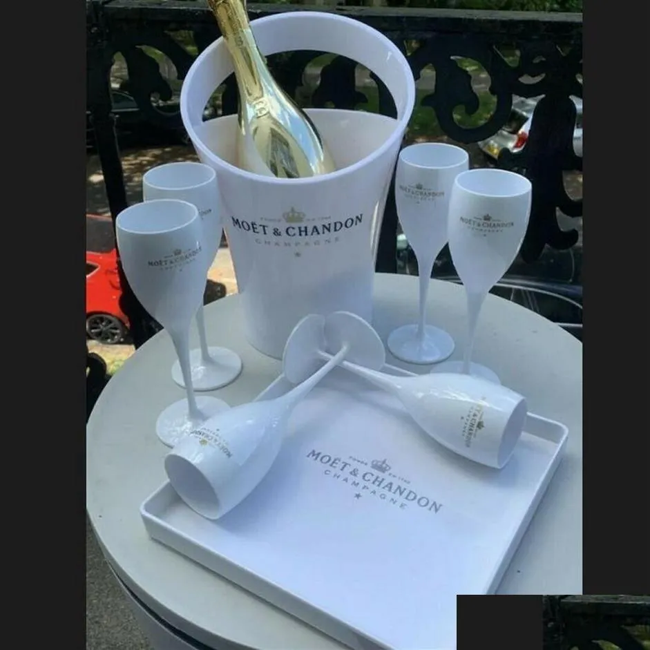 IJsemmers en koelers Moet Chandon-emmer Champagnefluitset Witte plastic feestsets270C Drop Delivery Huis Tuin Keuken Eetkamer Ot7Hx