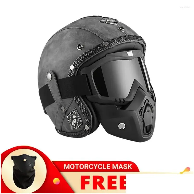 Motorradhelme Retro Cafe Racer Open Face Motorrad Reithelm Leicht Casco Moto De Capacetes Dot Helm Drop Lieferung Autom Otjuw