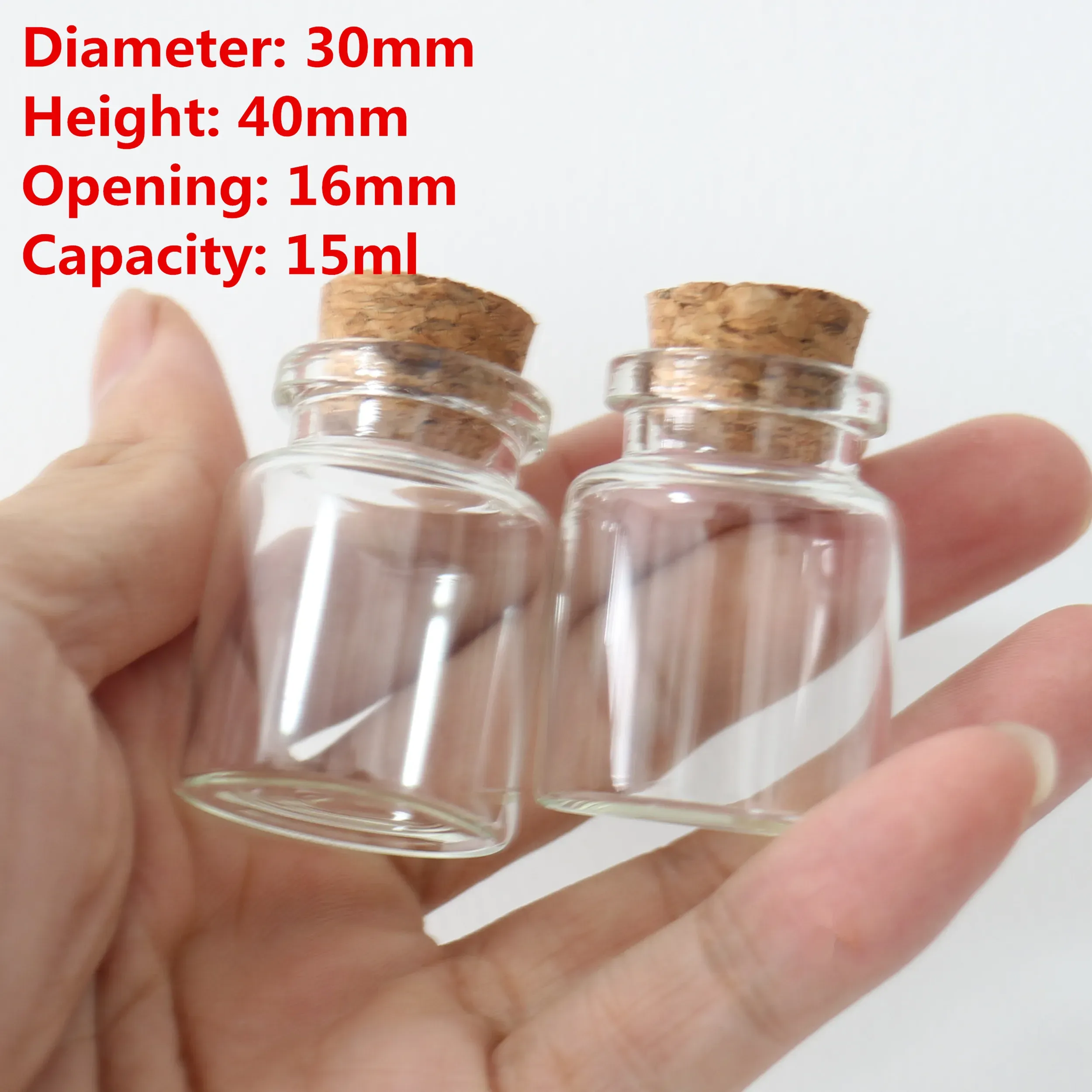 JARS 30 PCS/LOT 16*30*40mm 15ml小さなガラスジャーガラスボトルストッパー小さなコンテナ透明な空のボトルテストチューブ