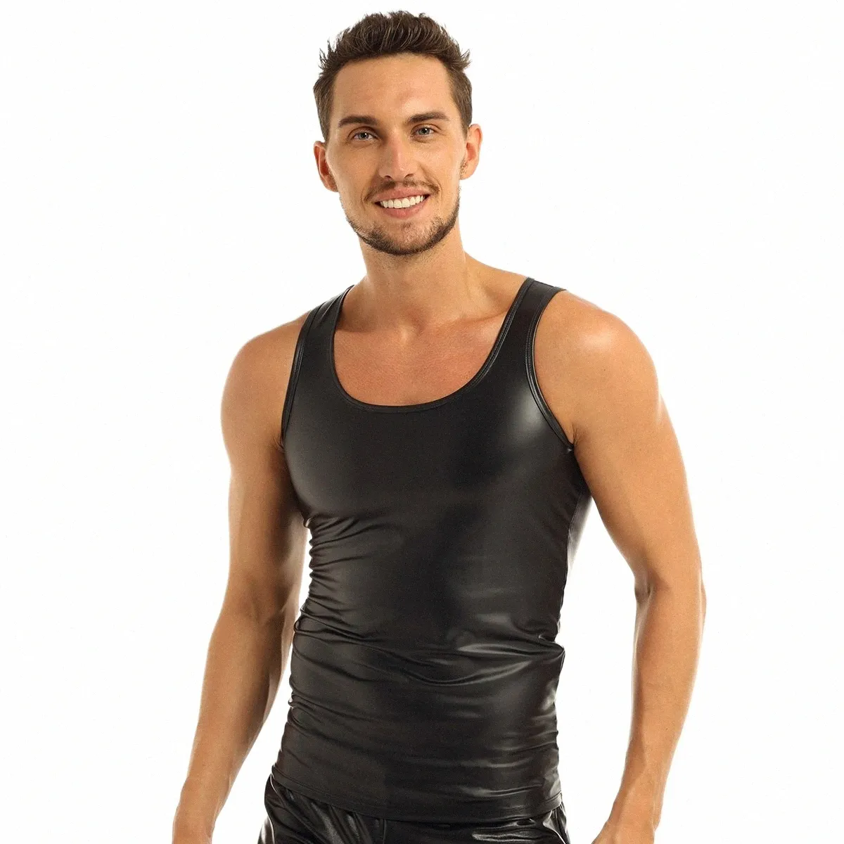 Iiniim Mens Moto Lingerie Tops pour la soirée fête des vêtements pour hommes en cuir en cuir