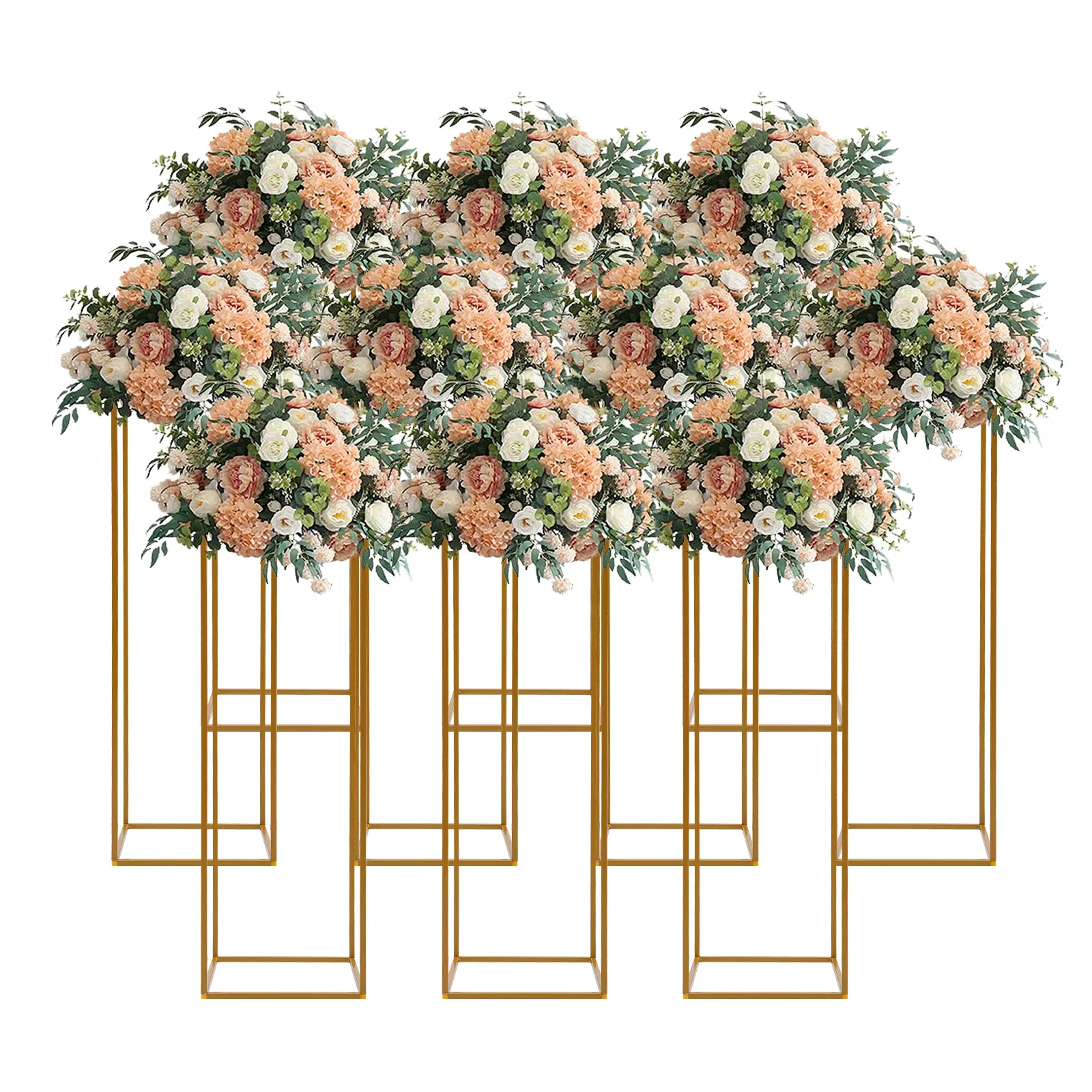 Decoratie 4 Stuks/10 Stuks Gouden Frame Achtergrond Stand Rechthoekige Metalen Bloemenrek Voor Bruiloft Verjaardagsfeestje Achtergrond Decor