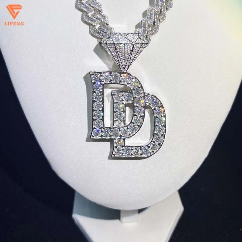 Lifeng Jewelry Iced Out Hiphop Moissanite Sier Initial Baguette Letters Pendant For Men Personalized Custom Name Charm