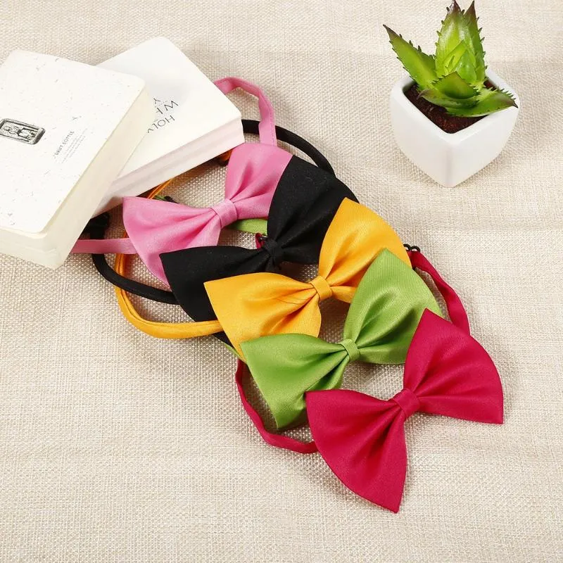 Dog Apparel Pet Bow Tie Strap For Cat Collar Supplies Ties Bowknot Solid Color Necklace Puppy