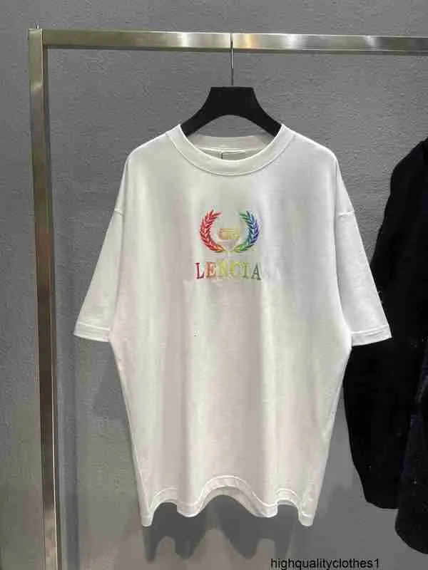 Designer alta versão 21ss orelhas de trigo cor gradiente impressão ins unissex camiseta tee manga curta iufp