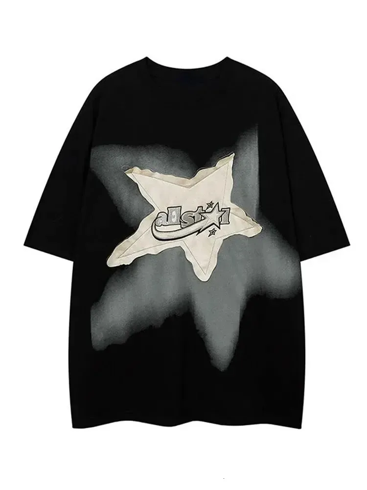 Y2K Hommes Coréen Vintage Streetwear Star Acubi Harajuku Egirl T-shirts à manches courtes Grunge Esthétique Surdimensionné Tops Femmes Vêtements 240313