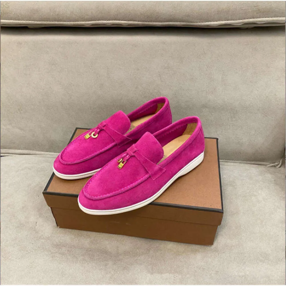 5S Designer Suede Loro Casual Shoes Leisure Sneakers Brand Flats Trainers For Women Round Toe Loafers Mental Decor Chic Slip On Thick Sole Size 35 - 45