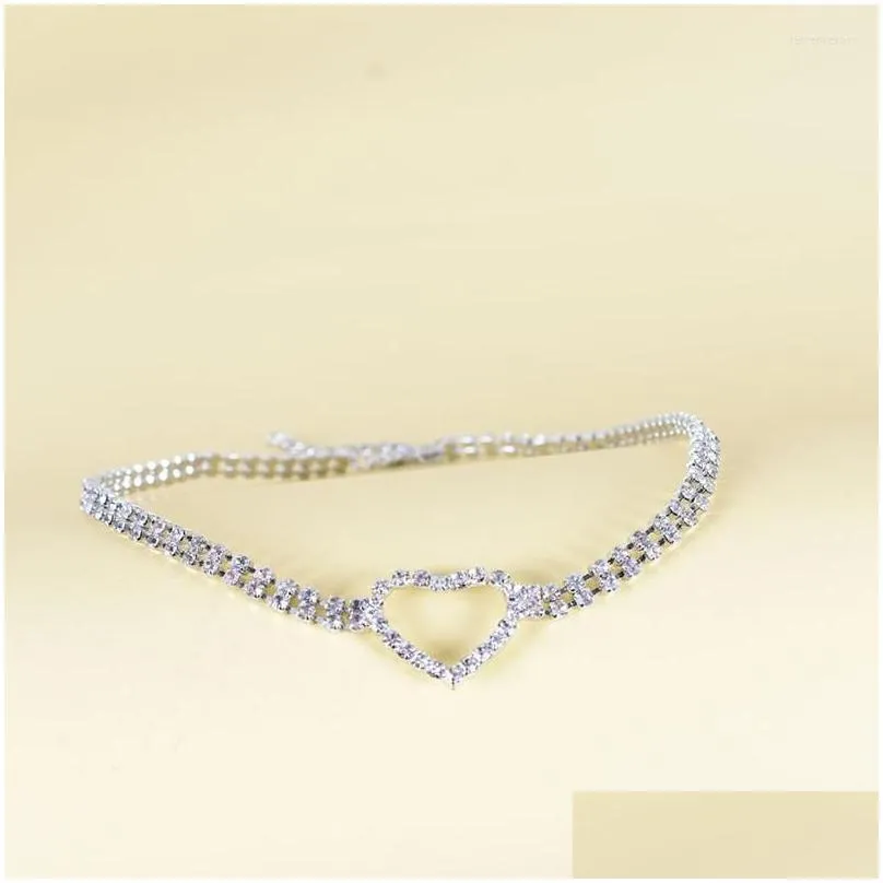 Girocolli Girocollo Collana clavicola Donna Sier Catena di diamanti Strass Cuore Ciondolo in cristallo Regali di fascino Fidanzate Consegna di goccia Jewe Dhcnj