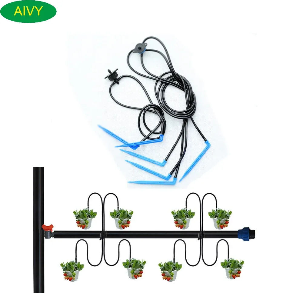 Kit AIVY Tubo da giardino da 3/5 mm con freccia antigoccia Sistema di irrigazione con trasmettitore 4 vie 2 vie per irrigazione di piante in serra