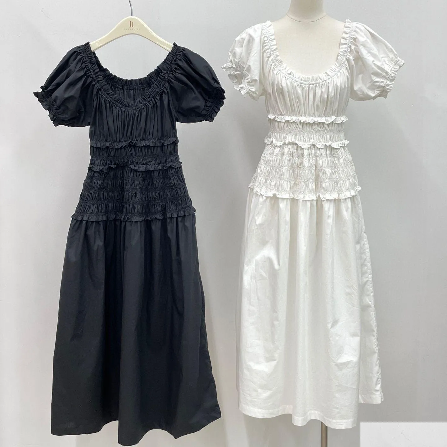 基本的なカジュアルドレスレディースドレスファッションブランドコットン黒と白の半袖集会ウエストミディドロップデリバリーアパレル衣類othj1