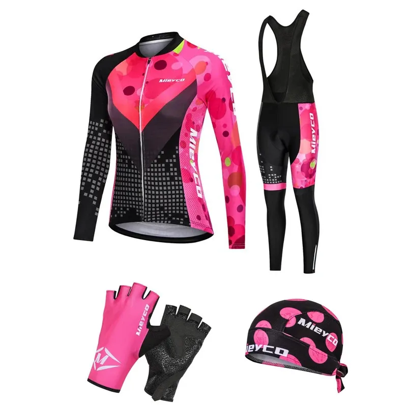 Mulheres Ciclismo Conjunto de roupas da primavera Autumn Long Jersey Ropa Deportiva Mujer BMX Suit MTB Bike Roupent Equipment Ciclismo femininas 240311