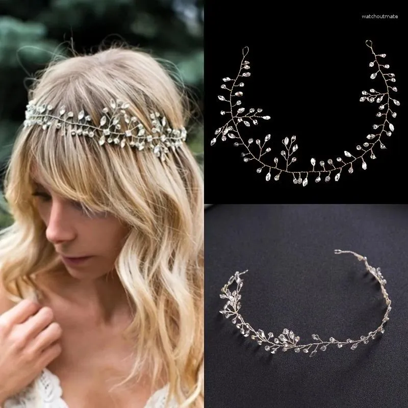 Haarspangen Luxus Kristall Rebe Stirnband Strass Tiara für Frauen Festzug Braut Hochzeit Zubehör Schmuck Band