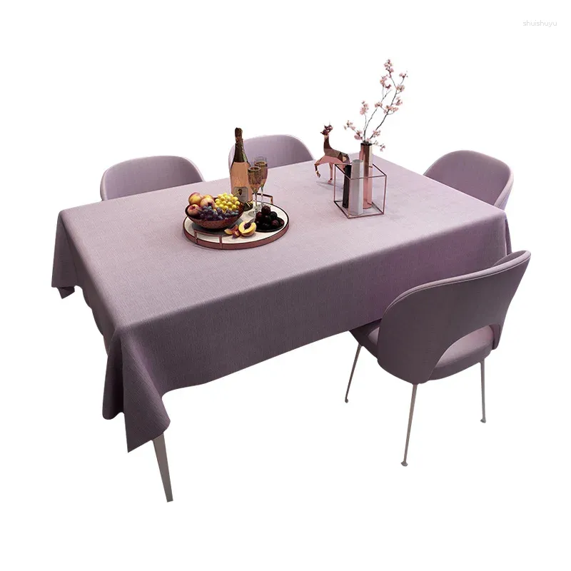 Table Cloth Wash Free Waterproof And Oil-proof PVC Tablecloth Ins Household Simple Solid Color
