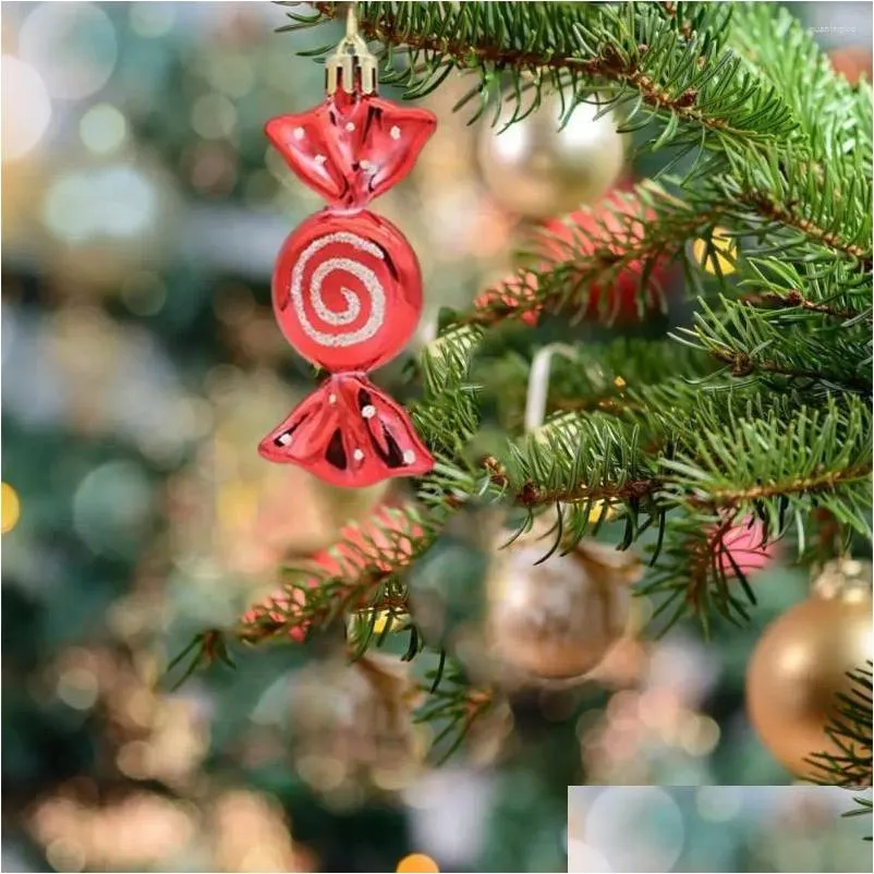 Dekoracje świąteczne impreza Fałszywe cukierki w kolorze świątecznym ozdoby drzew świąteczne wiszące z smyczką projektem dla zestawu upuszczania OTPJM