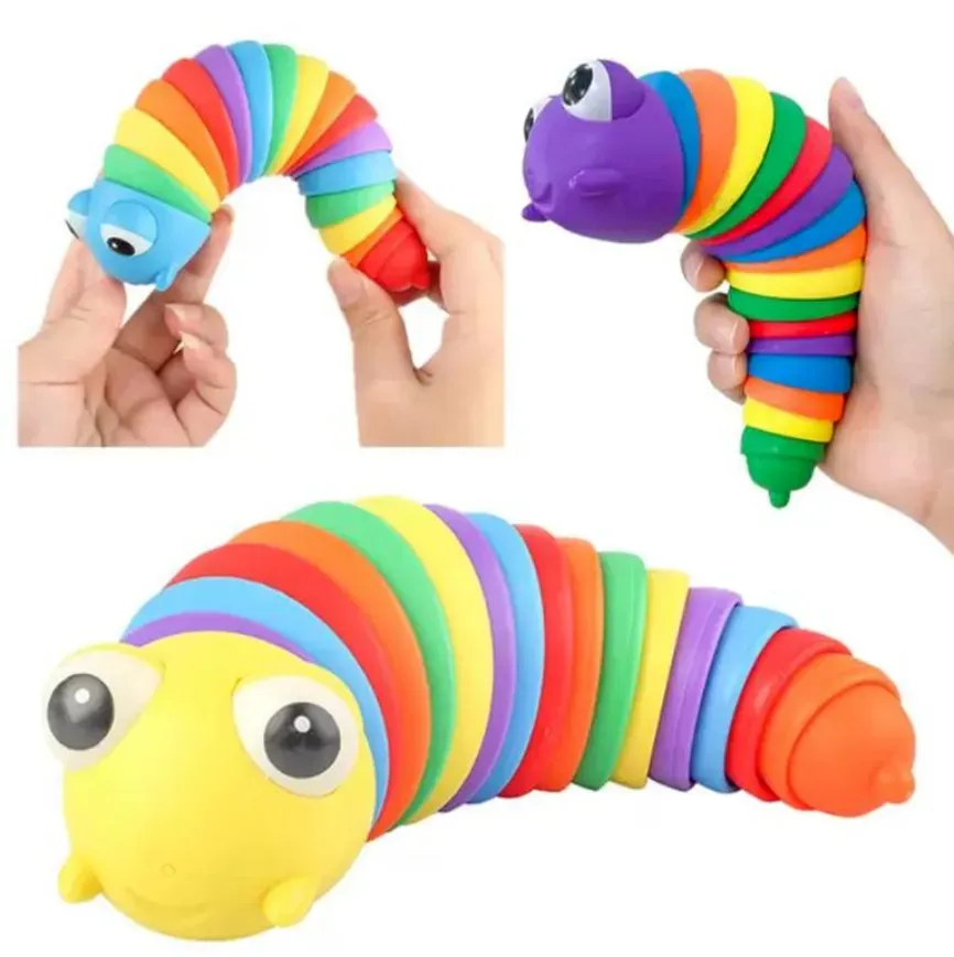 Fidget Toy Slug Party Articulated Flexible 3D Slug Joints Curled Relieve Stress Anti-Anxiety Sensory Toys For Children Aldult