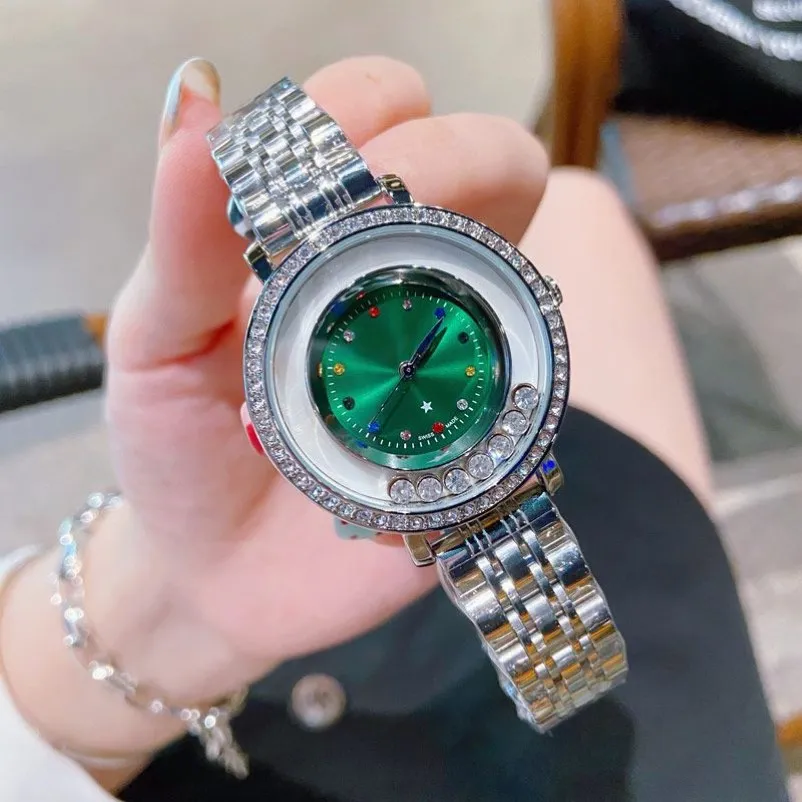 Masowe Diamond Women Watches Top Designer Projektant stali nierdzewnej 32 mm luksusowy zegarek na rękę Kryształowe zegarek dla kobiet Briends281J
