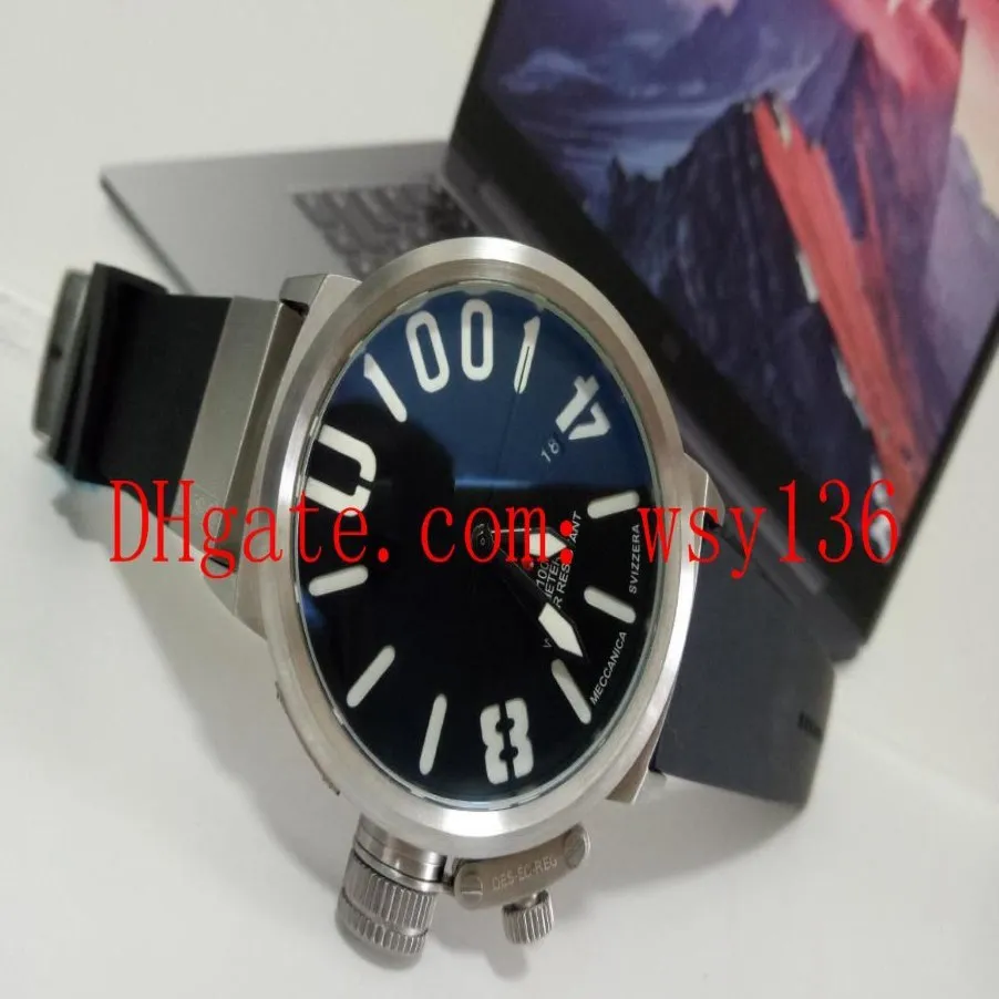 New Classico 55 U-1001 블랙 다이얼 및 고무 밴드 남성 자동 이동 자동 이동 Watch Transparent Back Men 's Casual Watches314s