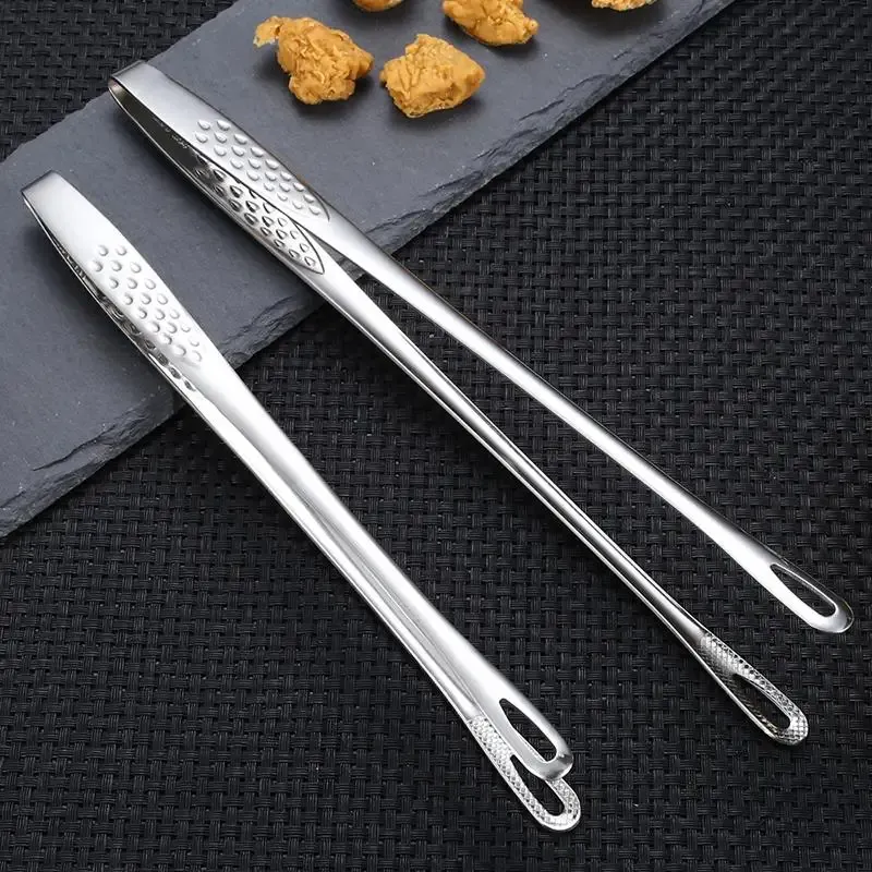 1pc Pinze per alimenti in acciaio inossidabile Manico lungo Pinze per barbecue antiscivolo Pinze per bistecca Utensili da cucina Accessori