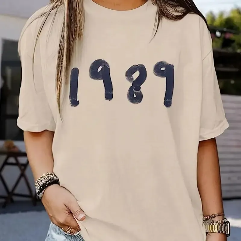 1989 винтажная футболка с буквенным принтом, женская модная модная музыкальная футболка, большие футболки с короткими рукавами и графикой, музыкальный концерт