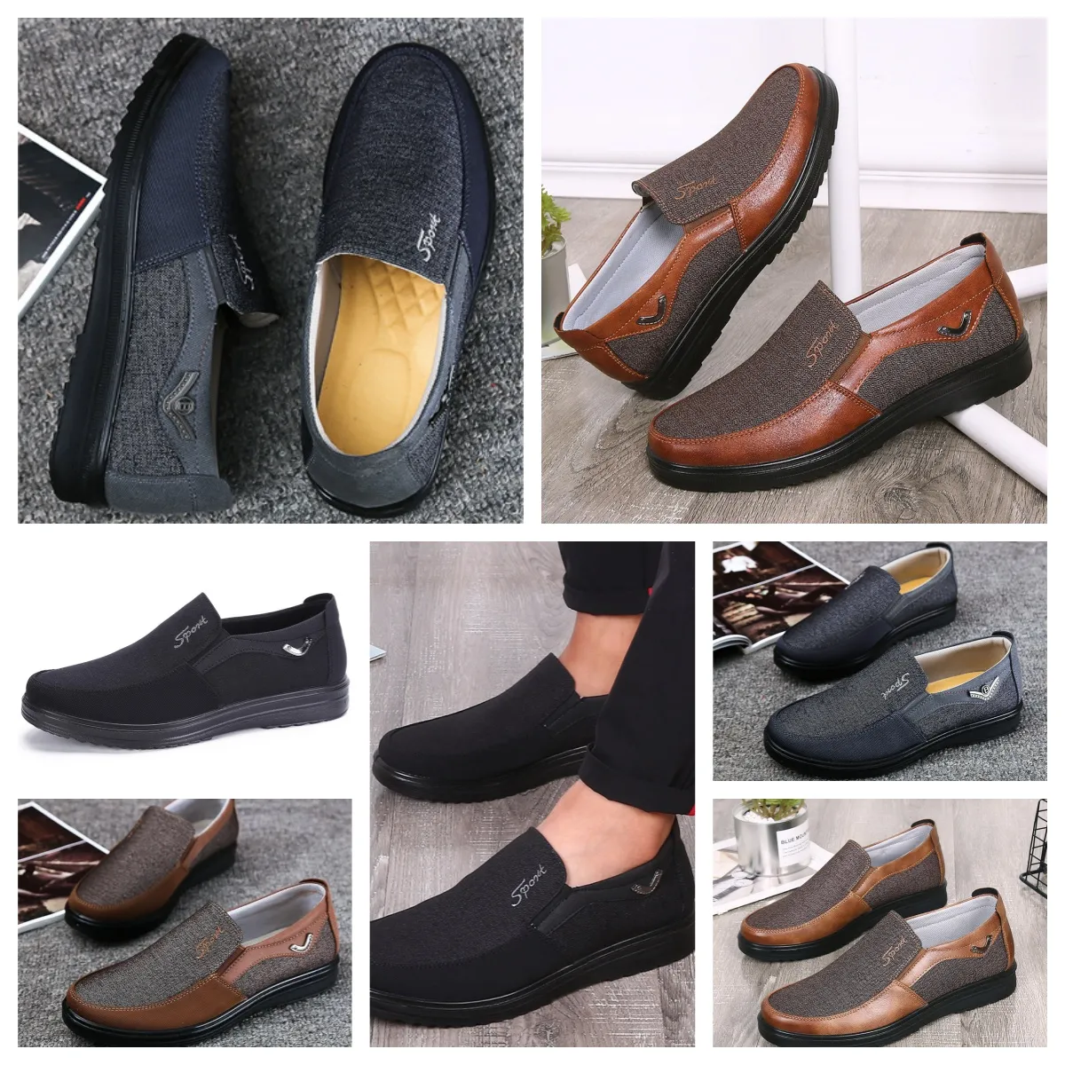 Sapatos GAI tênis casual sapatos masculinos de negócios únicos sapatos de dedo redondo casual sola macia chinelo plano masculino clássico confortável sapatos de couro tamanhos macios EUR 38-50