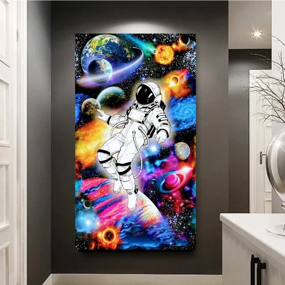 Punto di Grandi Dimensioni Spazio Esterno Astronauti Mosaico Diamante Pieno Quadrato Pittura Diamante Rotondo Nuovo 2024 Trapano paesaggio Home Decor A818