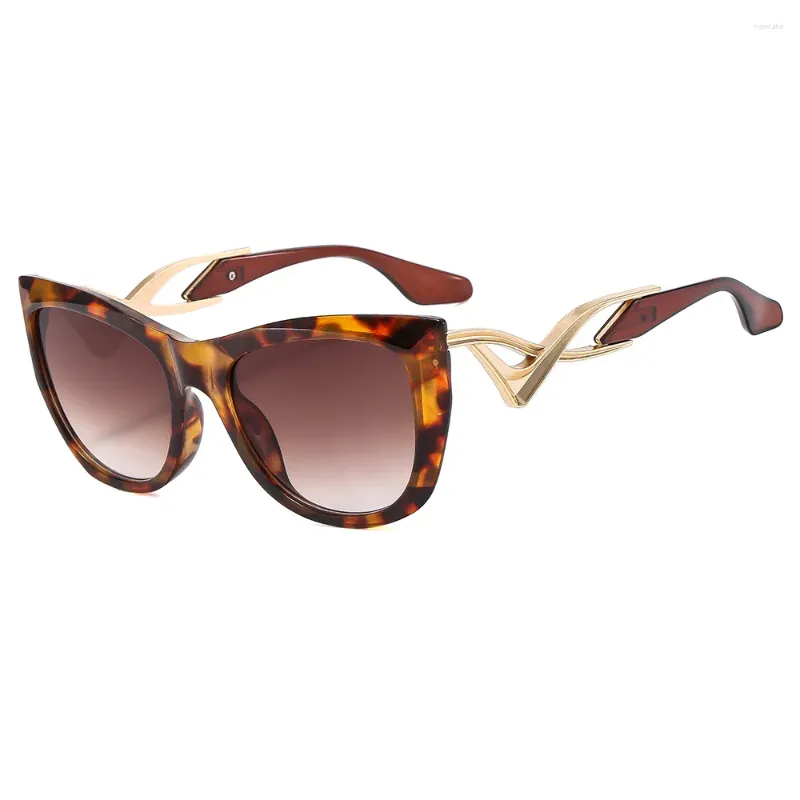 Lunettes de soleil œil de chat courbe haute qualité pour femmes, tendance, marque de styliste, pare-soleil en métal, changement de couleur progressif