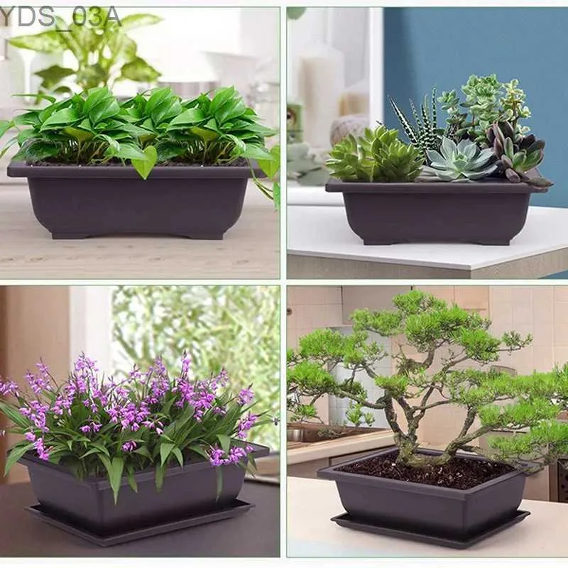 Sadzarki garnki 1PC Kwiat plastikowe balkon kwadratowe doniczki kwiat Bonsai Bowl Surcherery Basin 240325