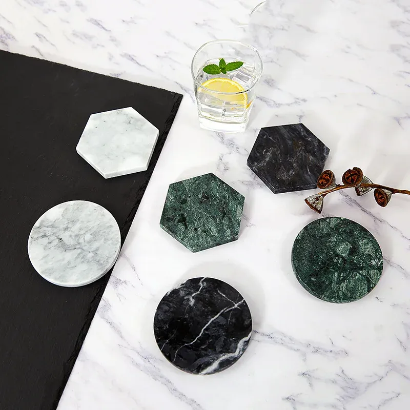 2024 Creative Luxury Marble Ceramic Coaster Drink Cup Coffee Pad Tea Mat Dining Table Placemat Dining Table Decoration for Creative