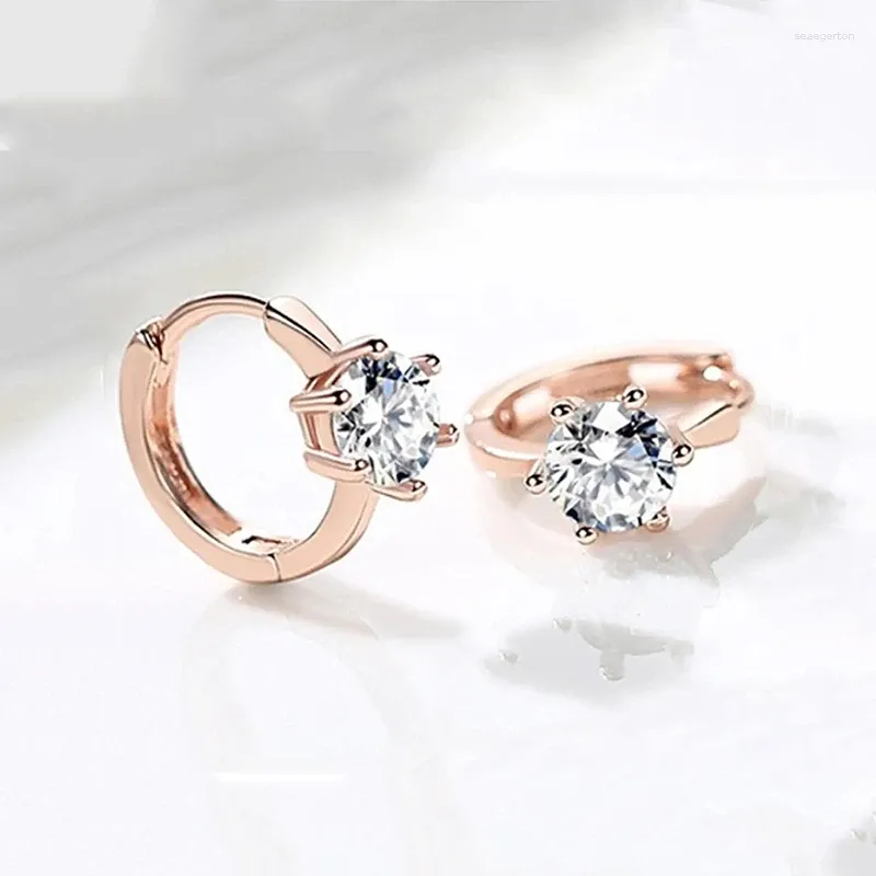 Stud Earrings Inspiration Design Six Prong Set Round Single Diamond Womens Light Luxury Fashion Shine Party Jewelry