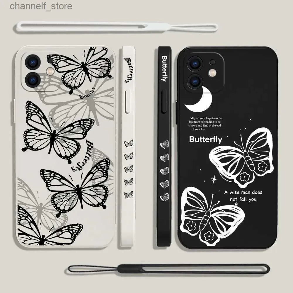 Custodie per cellulari Cute Black White Butterfly Custodia per telefono per Mi 13 12 12T 12S 11 11T Ultra 10 10T 9 9T 9SE Pro Lite 5G Cover in silicone liquidoY240325