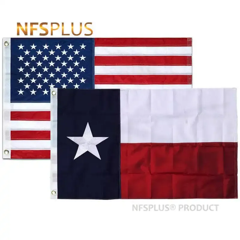 Akcesoria Home Outdoor Texas Flag USA 3x5 stóp Wodoodporne wytrzymałe nylonowe haftowane gwiazdy szyte paski mosiężne przelotki amerykańskie flagi banery