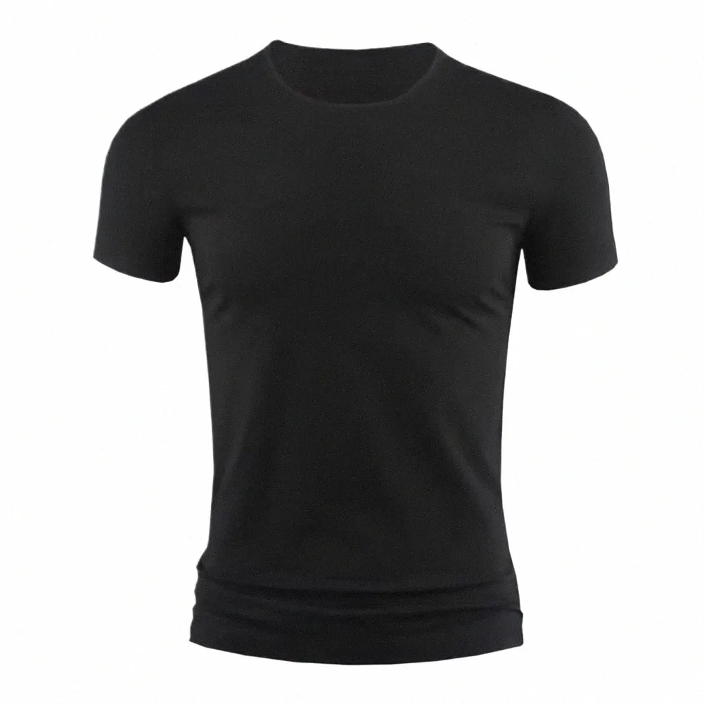 Summer Men's Short Sleeve T-Shirt Basis Plain Casual Gym Muskel Crew Neck T-shirts Slim Fit Tops Tee Clothing for Man O8DK#