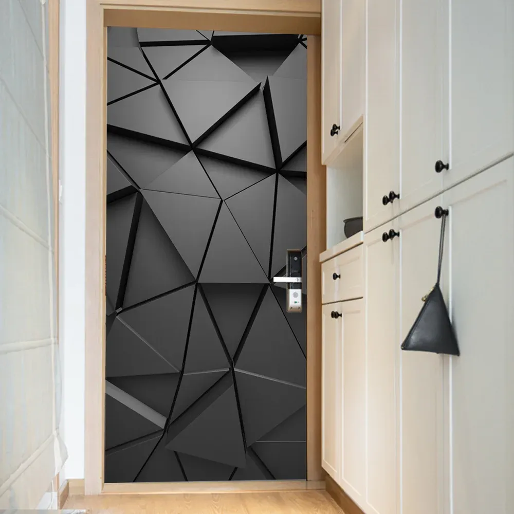 フィルム3Dエフェクトシミュレーションドアペースト冷蔵庫ペーストウォールペーストベッドルームリビングルームデコレーションドアステッカードアの壁紙
