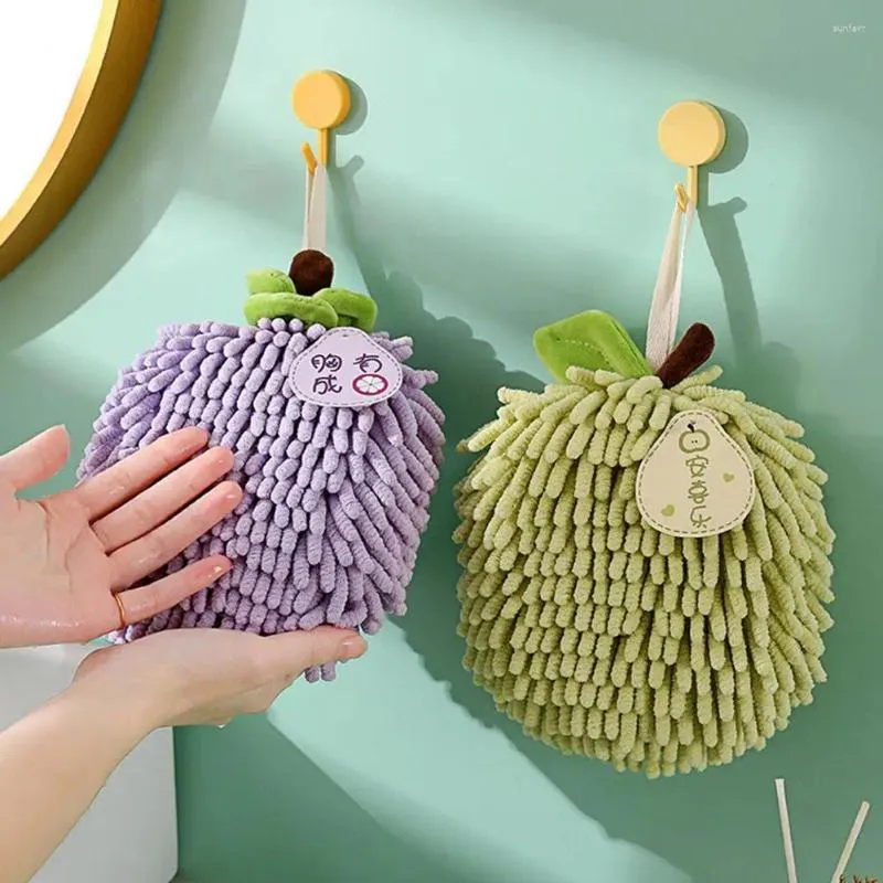 Serviette en Chenille douce pour les mains, kaki, avec un joli motif de fruits, Super absorbante, séchage rapide, cuisine, salle de bain