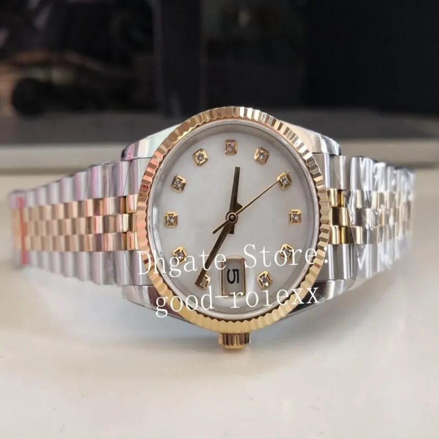 36 mm średniej wielkości zegarki męskie panie oglądają kobietę BP Wimbledon Mother of Pearl Automatic 2813 Bransoletka Jubilee Mężczyźni Saphir1983