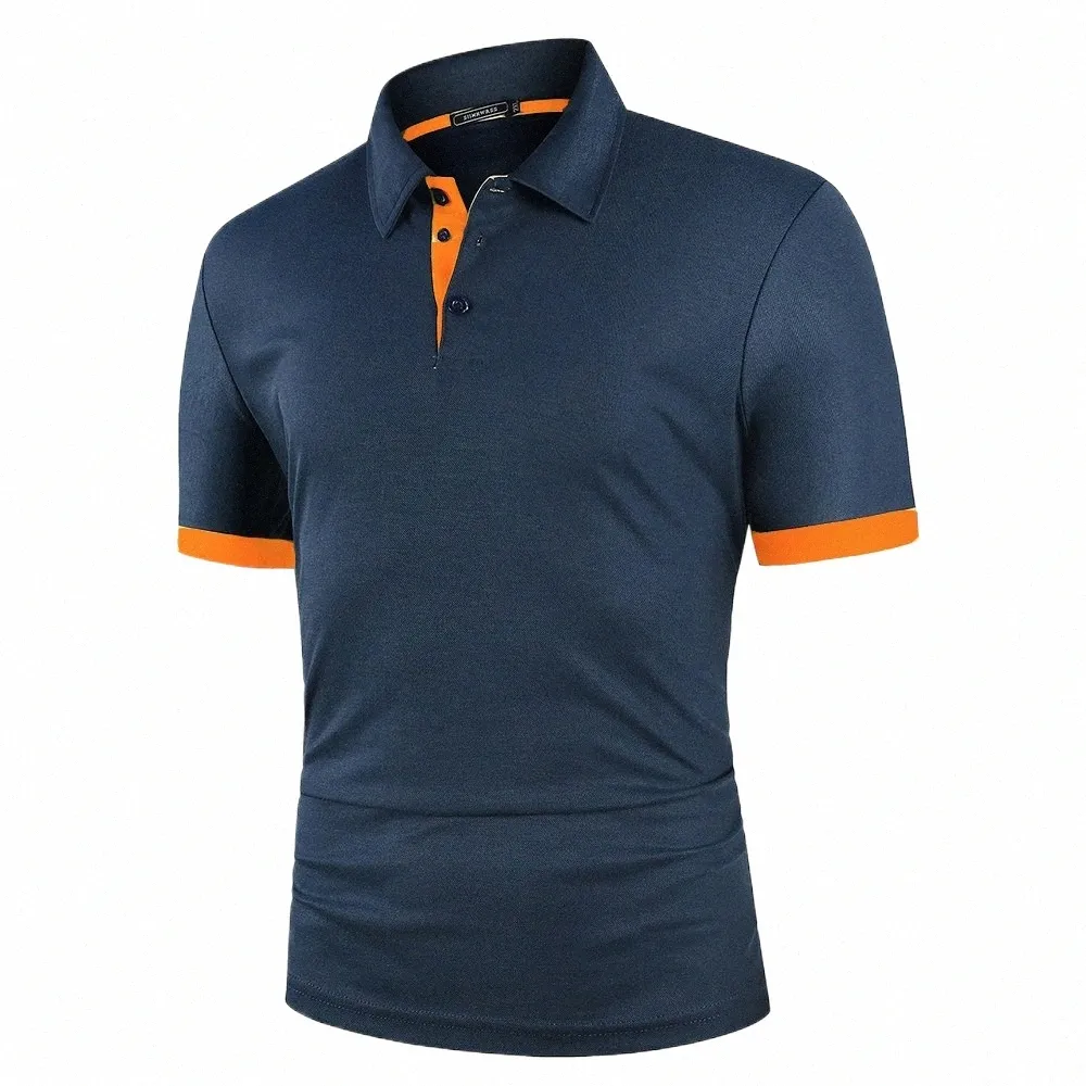 polo de manga corta para hombre, camiseta de Color de ctraste, ropa calle informal, tops moda, novedad verano q8jM#