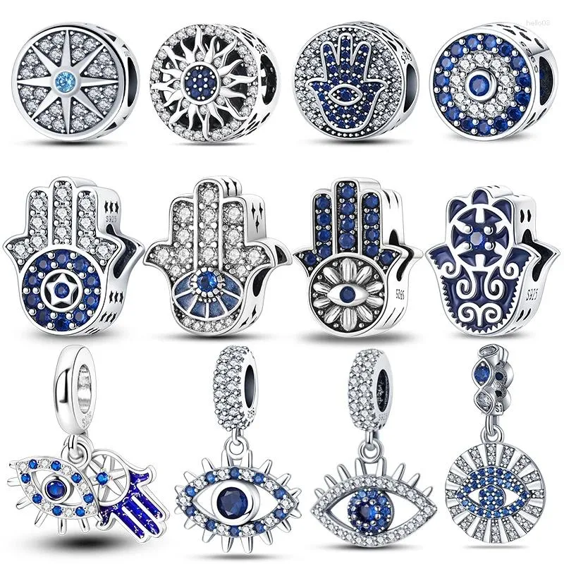 Luźne kamienie szlachetne prawdziwe 925 srebrne srebrne klasyczne Devil's Eye Charms For Women Fit Fit Oryginalne bransoletki Drobne wykonanie biżuterii DIY