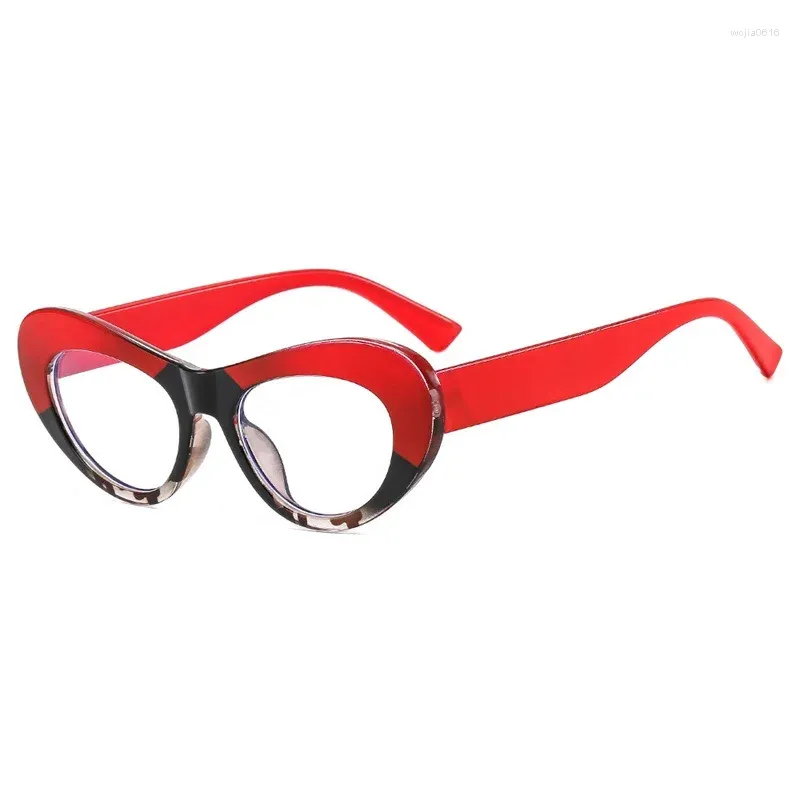 Solglasögon ramar 2024 Överdimensionerade kvinnor Glasögon Spectacle Trendy Street Shooting Frame Kvinnlig klass Flat Mirror Farterfly Cat Eye Eyeglasses