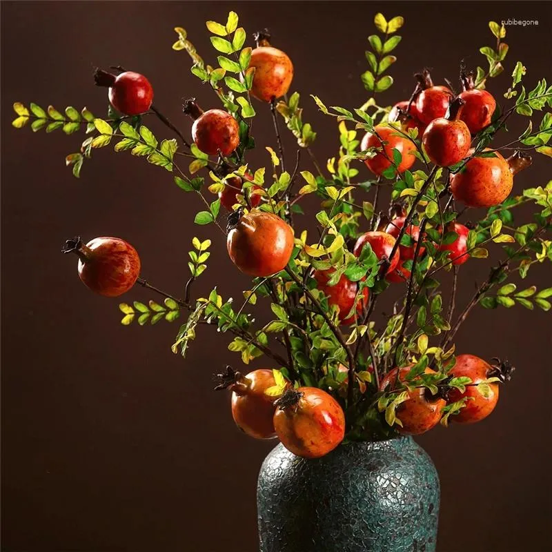 Dekorativa blommor Pomegranatfruktsimulering Böngren Berry Flower Home Decoration Bambu Artificial GN243