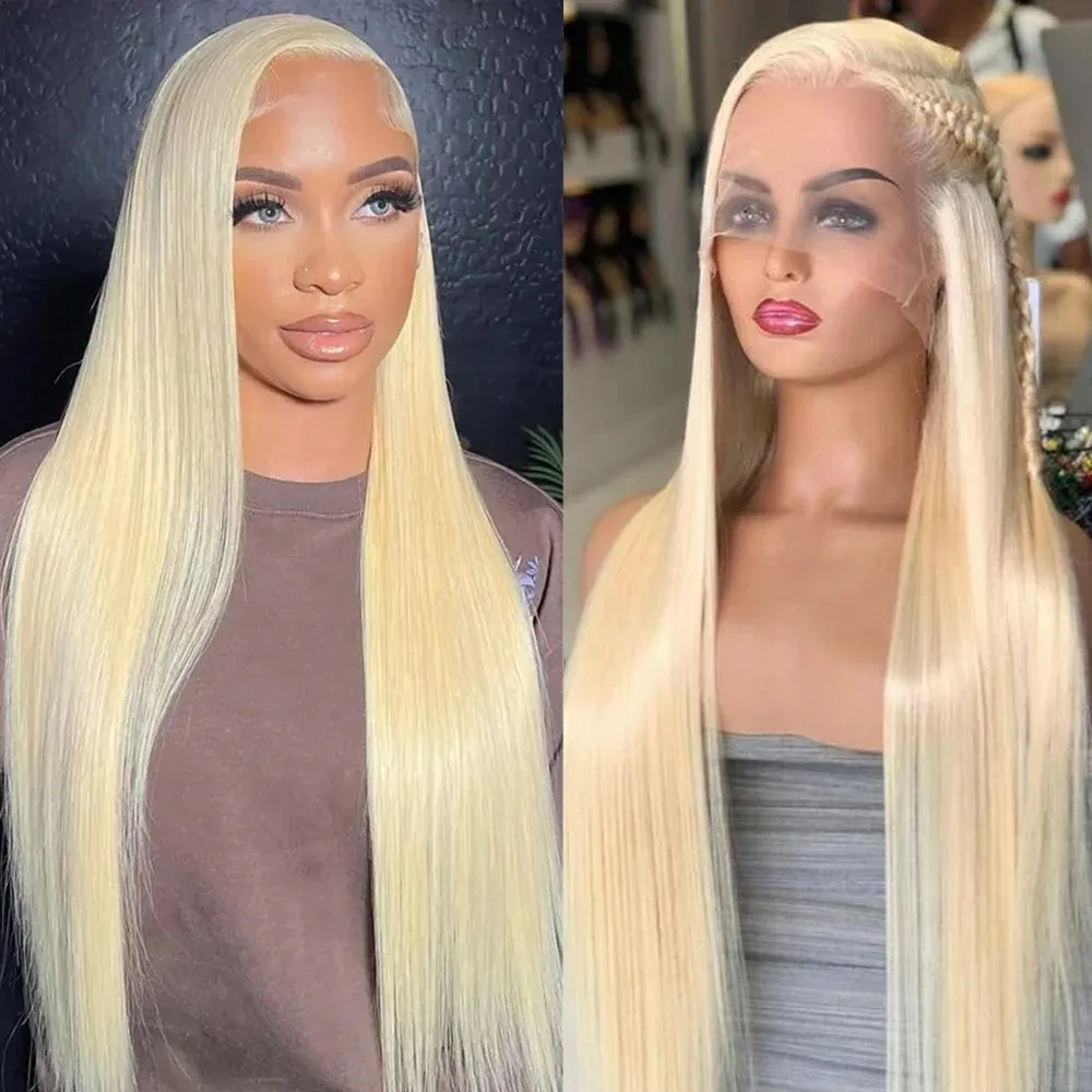 613 360 Honey Blonde Blonde Full Lace Front Human Hair Wigs for Black Femmes Remy Brésilien droite 13x4 Lace Frontal Wig Baby Hair
